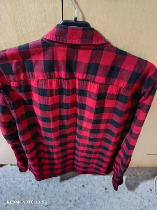 Camisa Pull&Bear cuadros rojo y negro Talla M