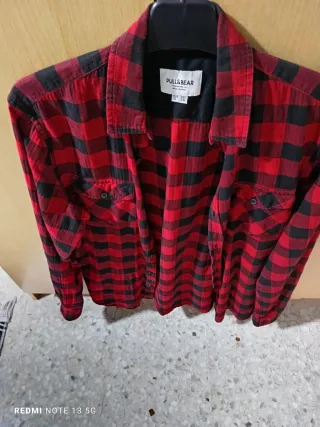 Camisa Pull&Bear cuadros rojo y negro Talla M