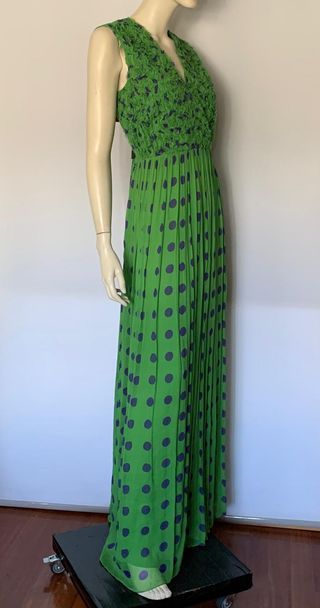 Vestido Fiesta Carolina Herrera Verde y Azul