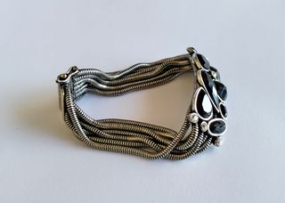 Pulsera Acero con Cristales Negros