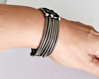 Pulsera Acero con Cristales Negros