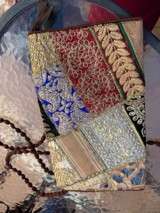 Bolso de fiesta patchwork dorado y rosa