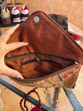 Bolso de fiesta patchwork dorado y rosa