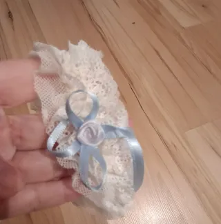 Liga de Novia Encaje Blanco y Azul