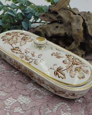 Cofanetto portaspazzolino ceramica vintage