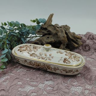 Cofanetto portaspazzolino ceramica vintage