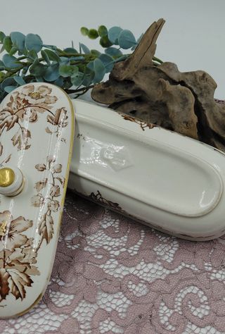 Cofanetto portaspazzolino ceramica vintage