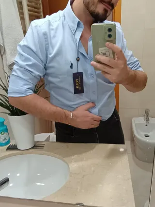 Camisa Polo Azul Claro/Celeste