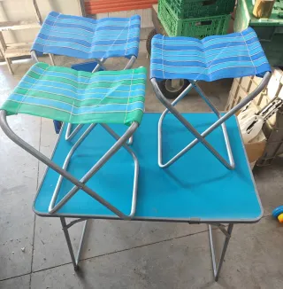 Tavolo da Campeggio e 3 Sedie Pieghevoli