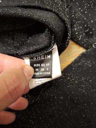 Top Negro Brillante Manga Larga