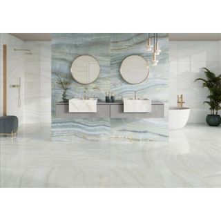 Azulejo porcelánico azul pulido 60x120 rectificado