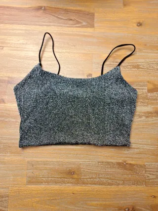 Top tirantes plateado brillante