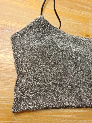 Top tirantes plateado brillante
