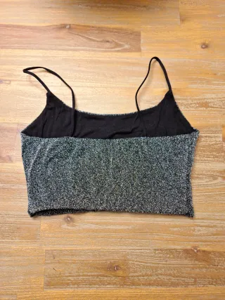 Top tirantes plateado brillante