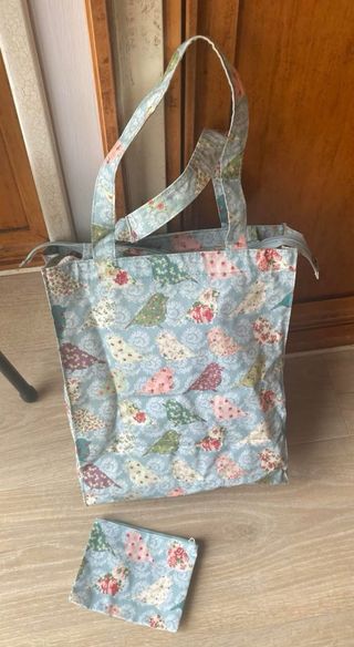 Bolsa de tela plastificada con estampado de pájaro
