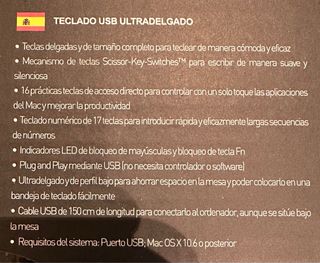Teclado Macally USB Slim con cable 150cm
