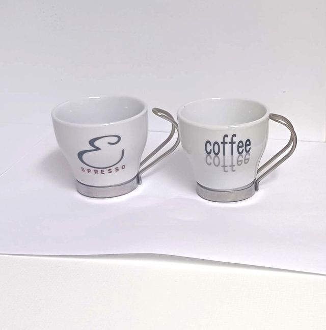 2 Tazas Café con Asa Metálica