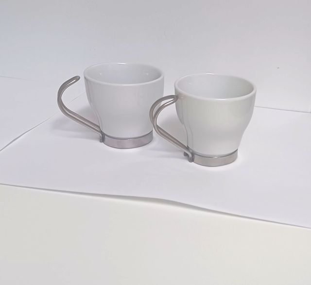 2 Tazas Café con Asa Metálica