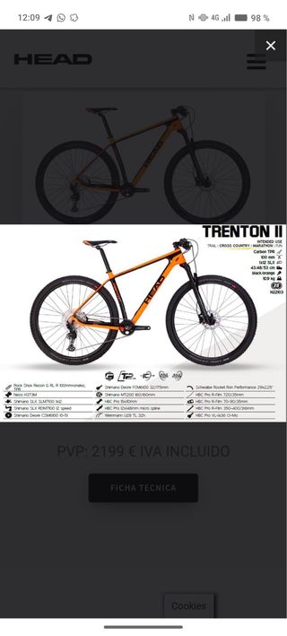 Bicicleta HEAD TRENTON II 2021 Naranja/Negra