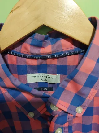 Camisa Easy Wear cuadros azul y rosa Talla 6/XXL