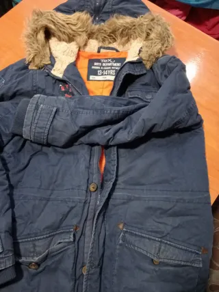 Cazadora TEX azul con capucha forrada