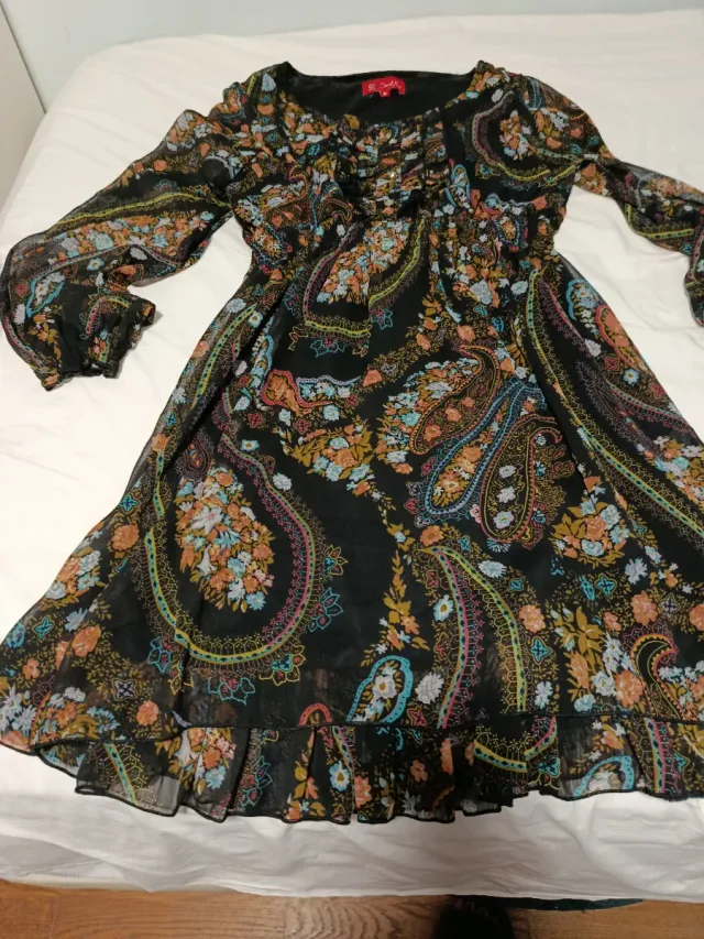 Vestido estampado paisley seda talla única