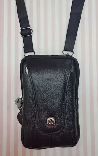 OFERTA. BOLSO PIEL MULTIUSOS MOVIL. RIÑONERA NEGRA