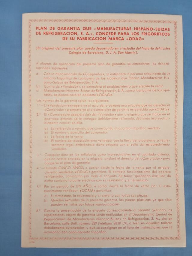 Manuale Nevera ODAG Dualfreeze anni 50-60