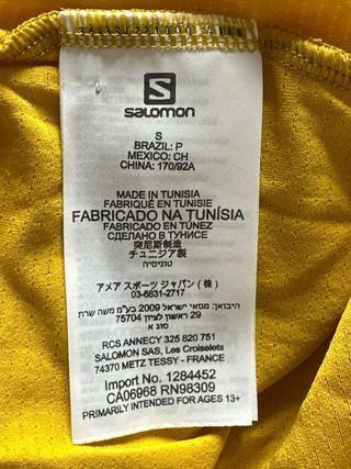Camiseta Salomon Talla S Amarilla