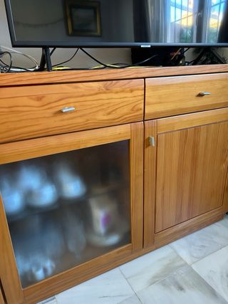 Muebles de salón madera y cristal