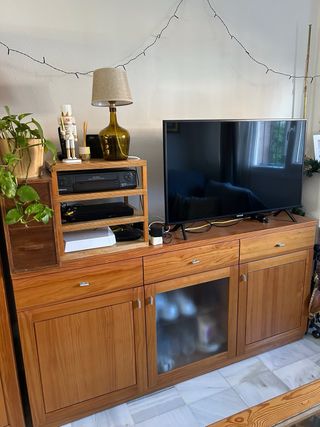 Muebles de salón madera y cristal