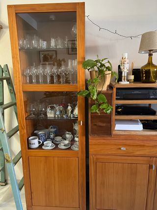 Muebles de salón madera y cristal