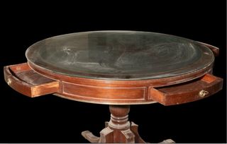 Mesa de juego antigua caoba S.XIX más 6 sillas