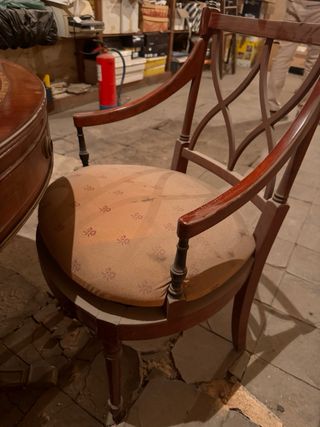 Mesa de juego antigua caoba S.XIX más 6 sillas