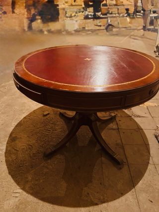 Mesa de juego antigua caoba S.XIX más 6 sillas