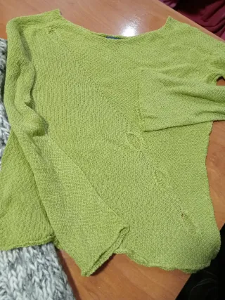 Jersey de punto grueso gris y verde