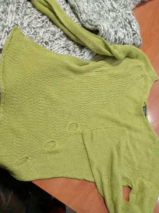 Jersey de punto grueso gris y verde