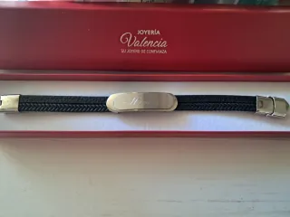 Pulsera cuero grabada acero