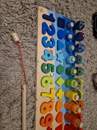 Juego Montessori Pesca Madera Números Formas