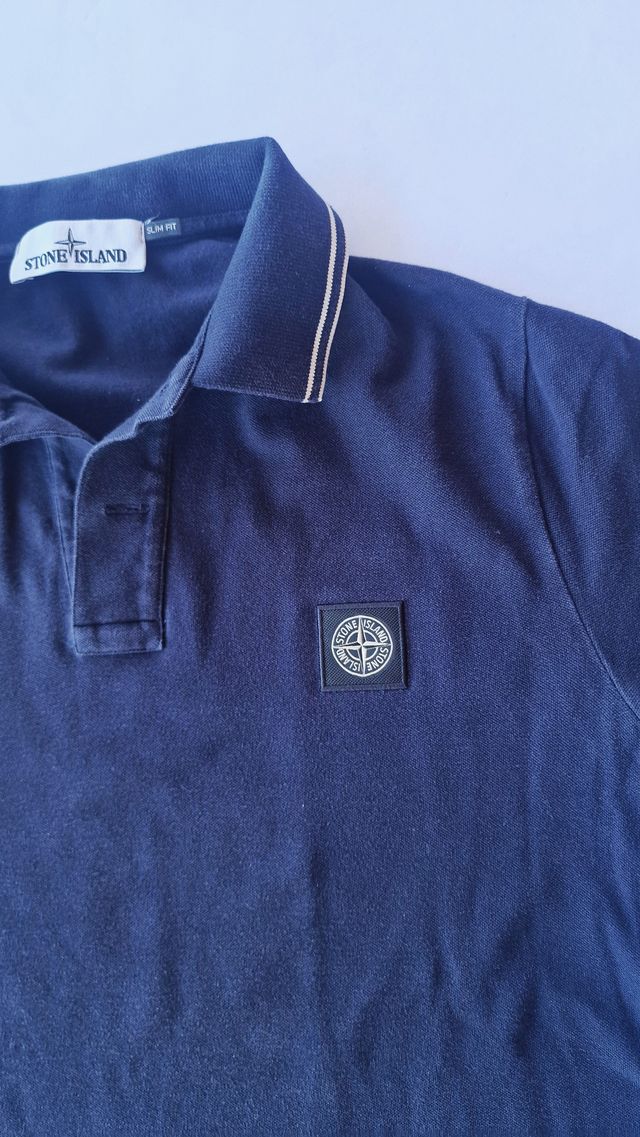 Polo Stone Island L Slim-Fit Blu
