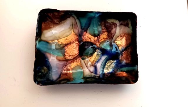 2 Ceniceros Cristal Esmaltado Años 70