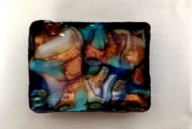 2 Ceniceros Cristal Esmaltado Años 70