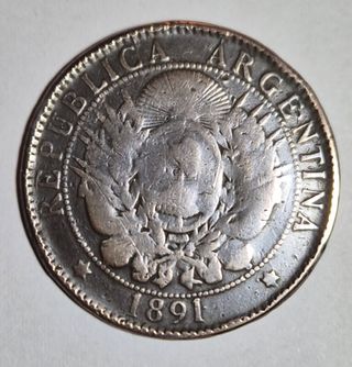 Argentina, Dos centavos in bronzo 1891. Cond.SPL.