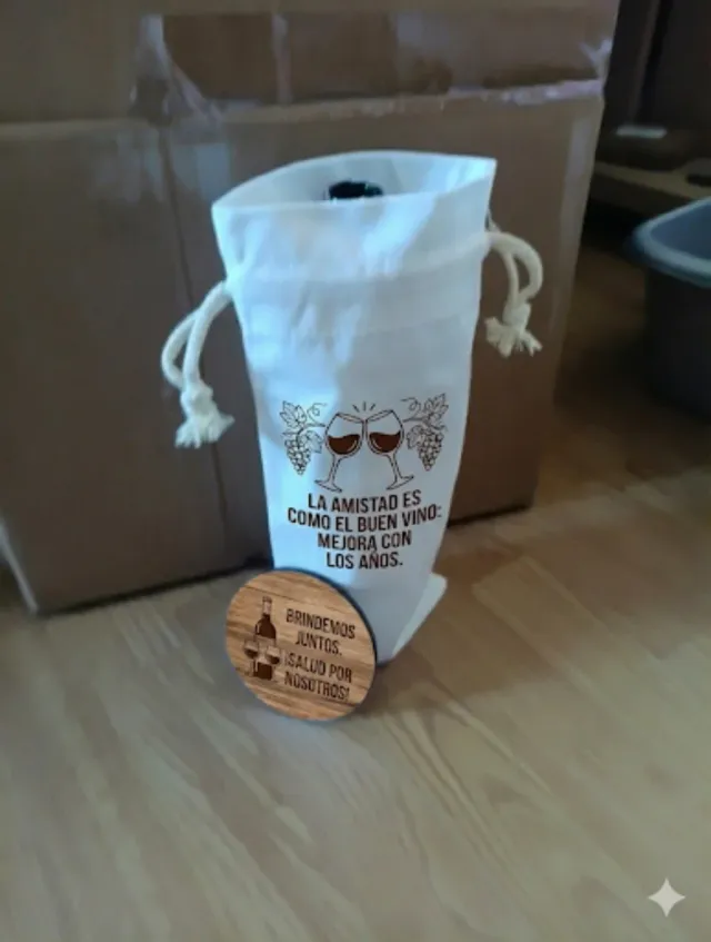 Pack personalizado Bolsa vino y 2 posavasos