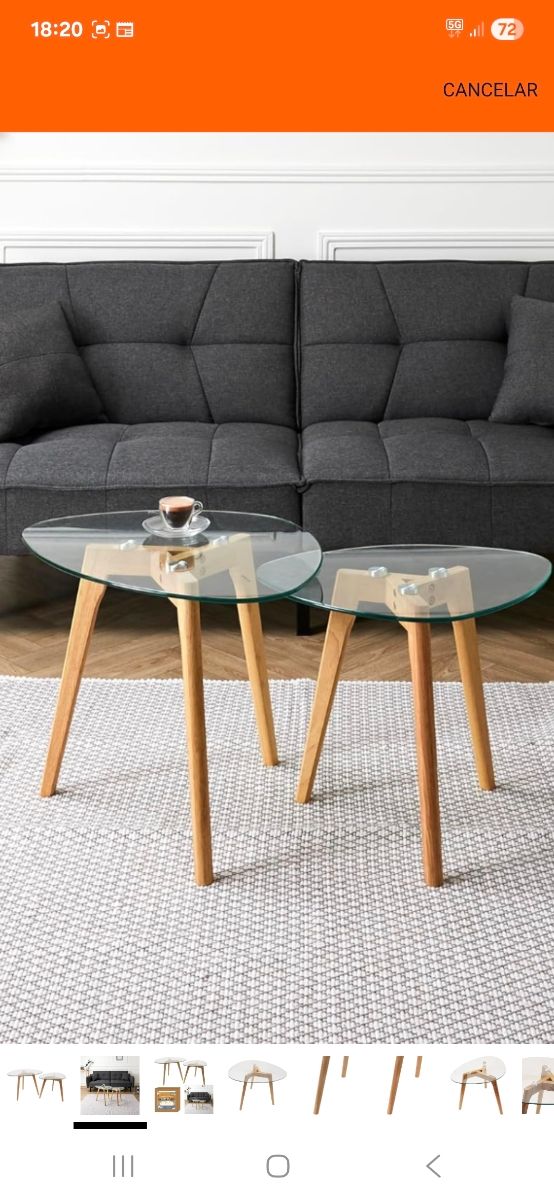 Mesas Nido Home Deco Factory Cristal y Madera