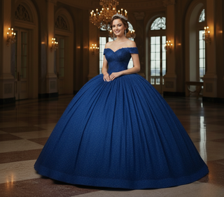Vestido de Quinceañera Azul Brillante