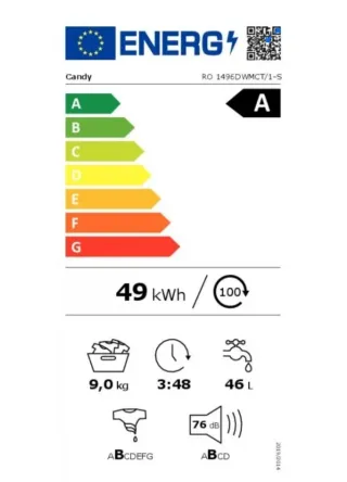 Lavadora Candy 9kg RO1496DWMCT/1-S