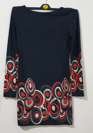 Vestido azul con estampado geométrico talla L