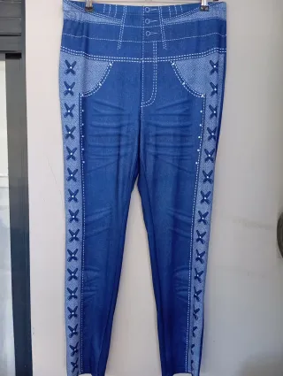 Leggings efecto vaquero con cordones