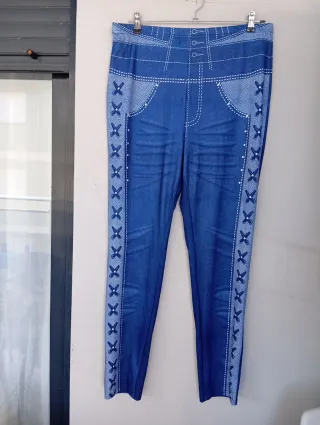 Leggings efecto vaquero con cordones